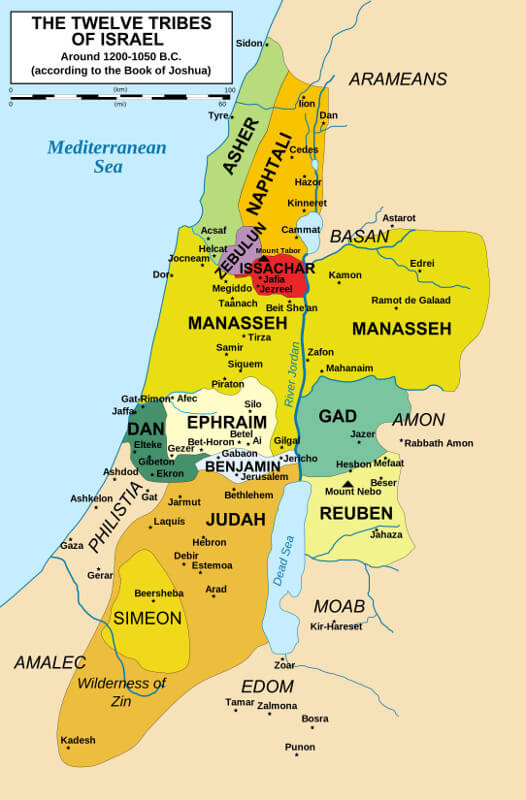 Map of Israeli territory at the time of Joshua